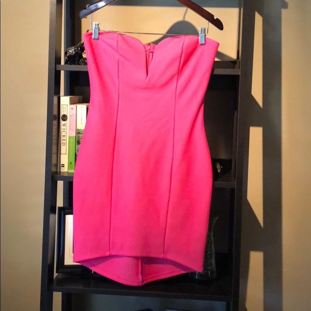 Hot pink strapless dress